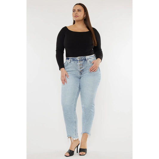 PLUS HIGH RISE SLIM STRAIGHT JEANS