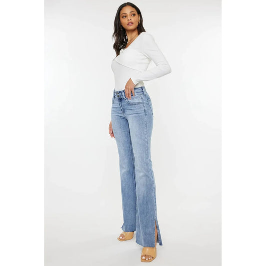 Kancan MID RISE DOUBLE WAIST BAND FLARE JEANS