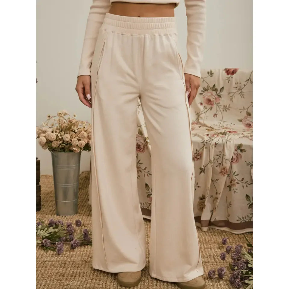 Elastic Waist Side Panel Knit Lounge Pants