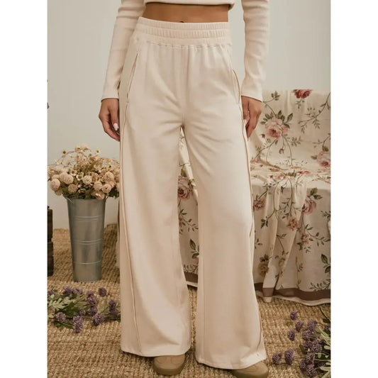 Elastic Waist Side Panel Knit Lounge Pants