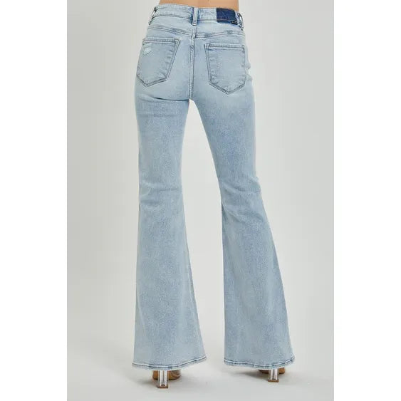 Risen Jeans - Mid-Rise Button Down Flare Jeans (33" Inseam)