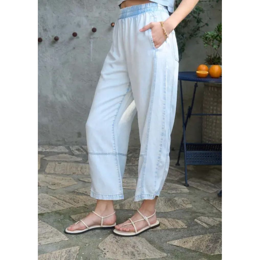 Elastic waist washed Denim Pants