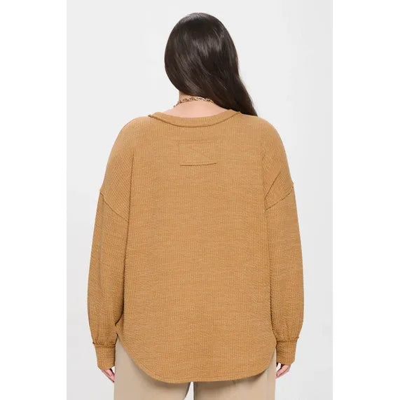 Plus Drop Shoulder Long Sleeve Sweater Knit Top