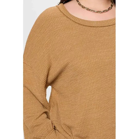 Plus Drop Shoulder Long Sleeve Sweater Knit Top