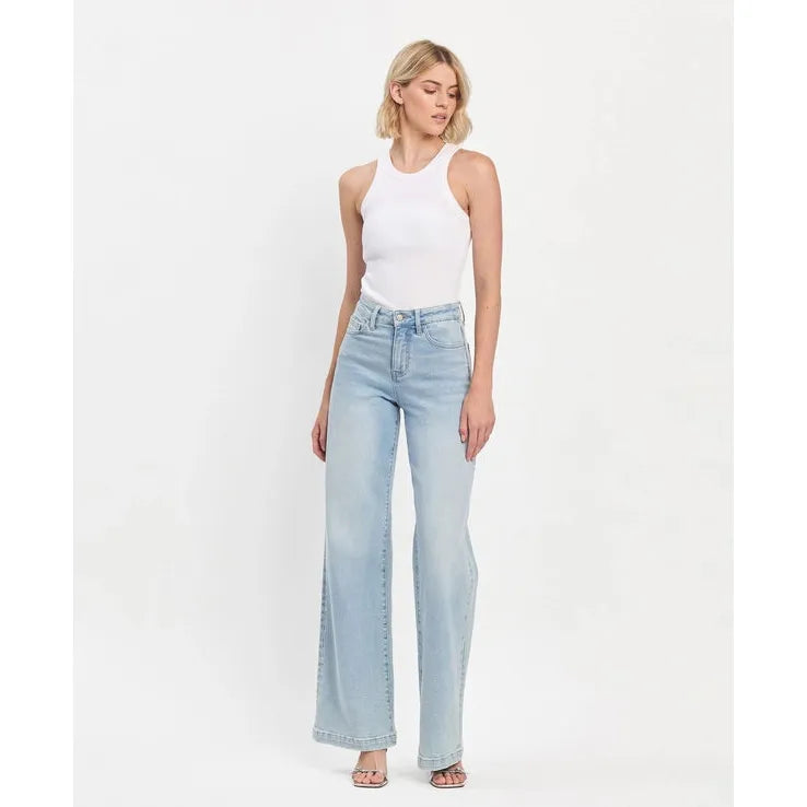 High Rise Full Length Wide Leg Jeans