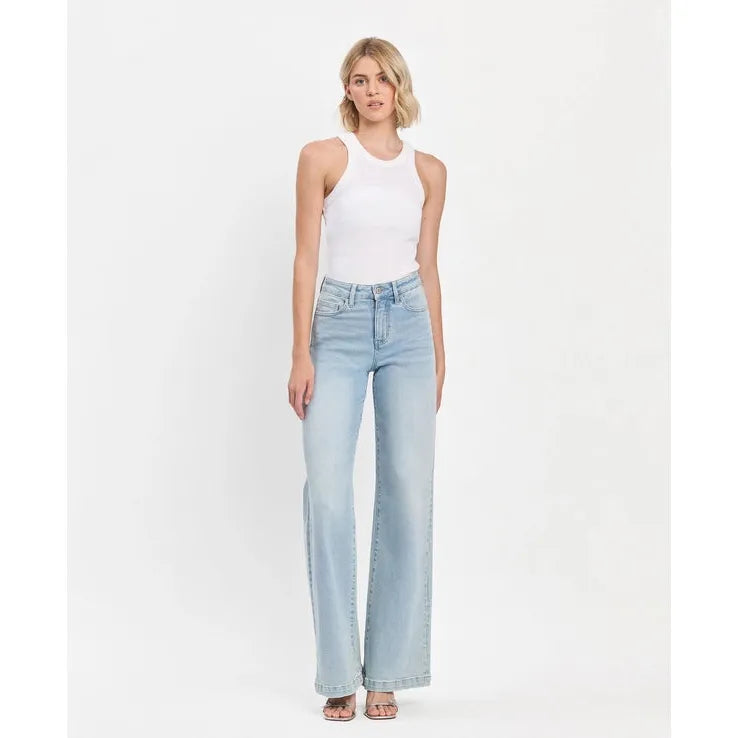 High Rise Full Length Wide Leg Jeans