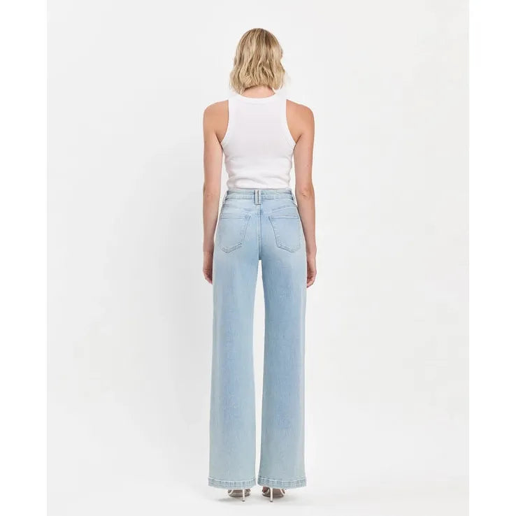 High Rise Full Length Wide Leg Jeans