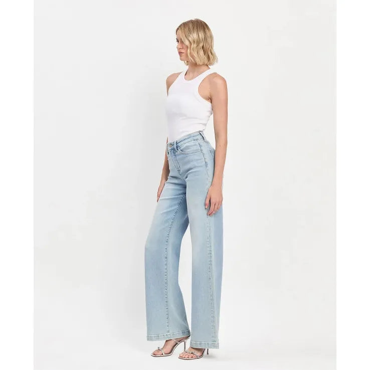 High Rise Full Length Wide Leg Jeans