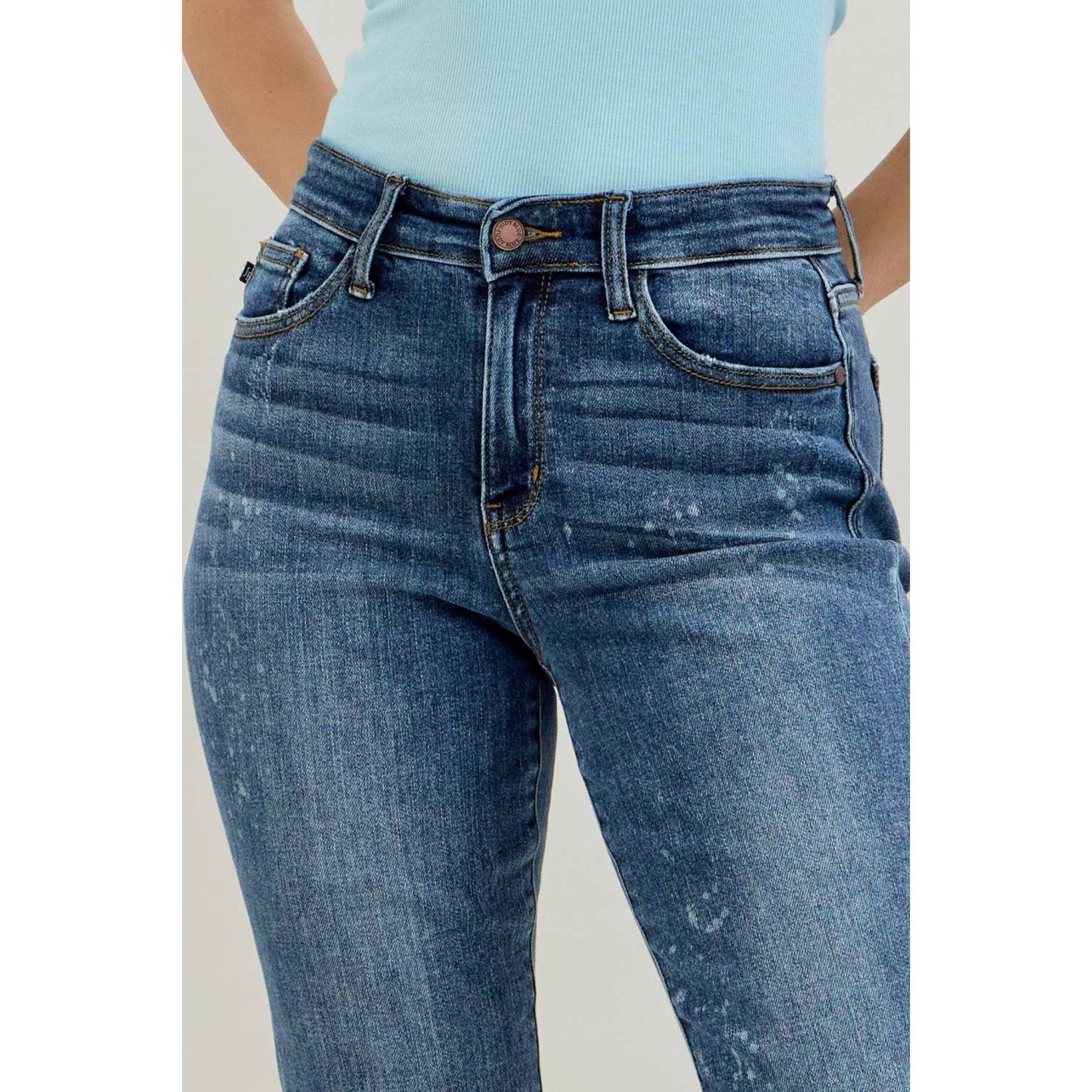 High Rise bleach Splash Boyfriend Jeans