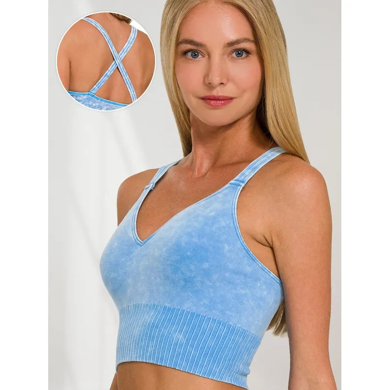 Washed Crisscross Strap Back Seamless Tank Top
