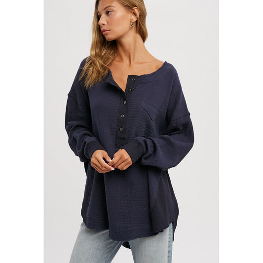 Button Up Henley Tunic
