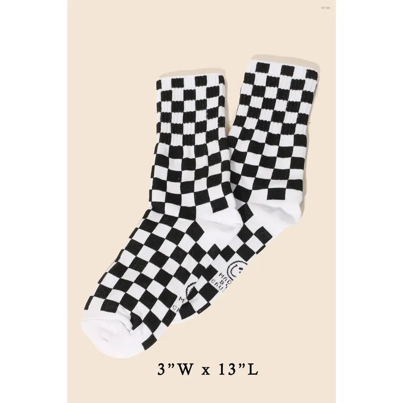 Black White Checkered Socks