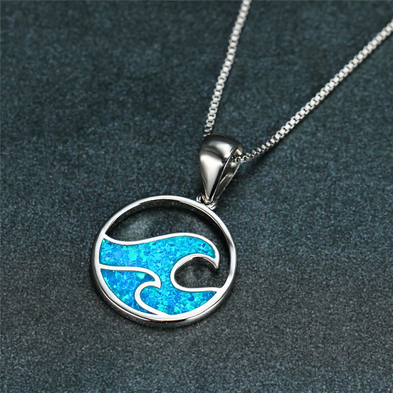 Blue Opal Wave Necklace