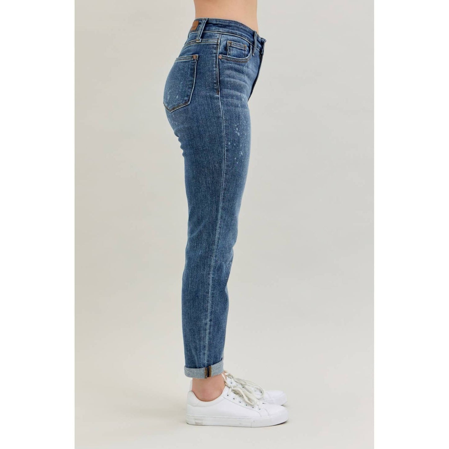 High Rise bleach Splash Boyfriend Jeans