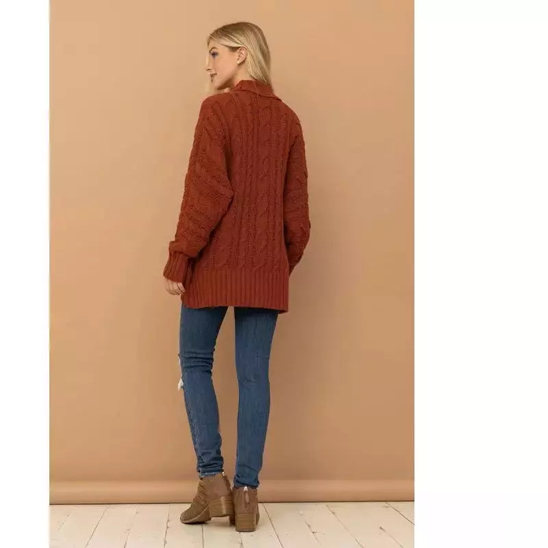 Cocoon Body Chunky Cable Knit Open Cardigan