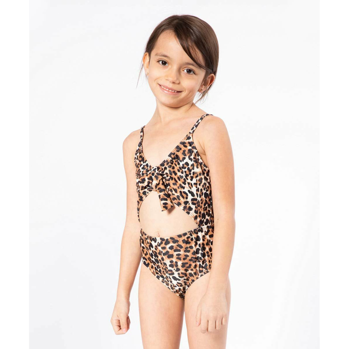 Girls Cheetah Cutout Swimsuit
