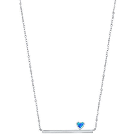 Sterling Silver Heart and Bar Necklace