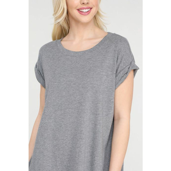 Essential Cap-Sleeve Solid Athleisure Flow (White and Grey)