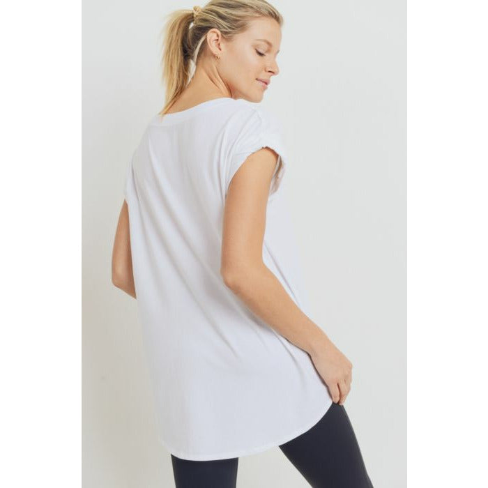 Essential Cap-Sleeve Solid Athleisure Flow (White and Grey)